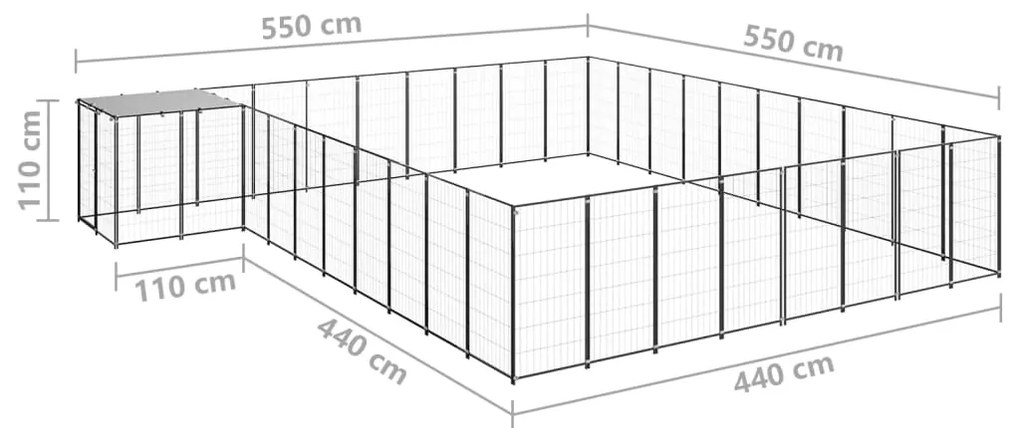 Canil 25,41 m² aço preto