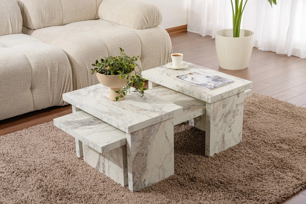 Mesa de Café Sanctuary - Mármore Freesia - 110x39,3x45 cm