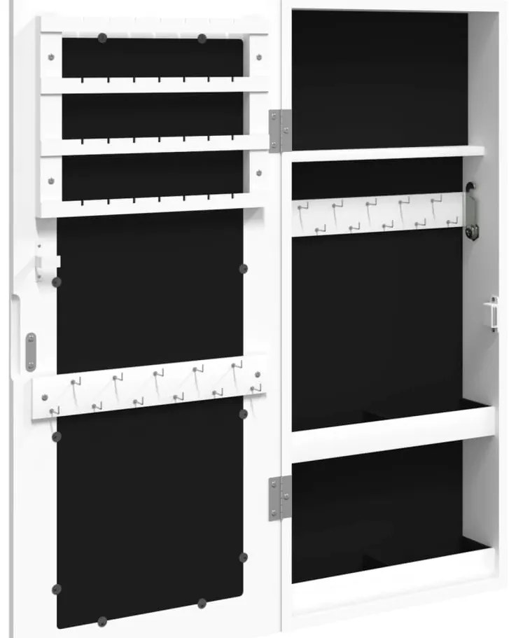 Móvel para joias de parede espelhado 30x8,5x67 cm branco