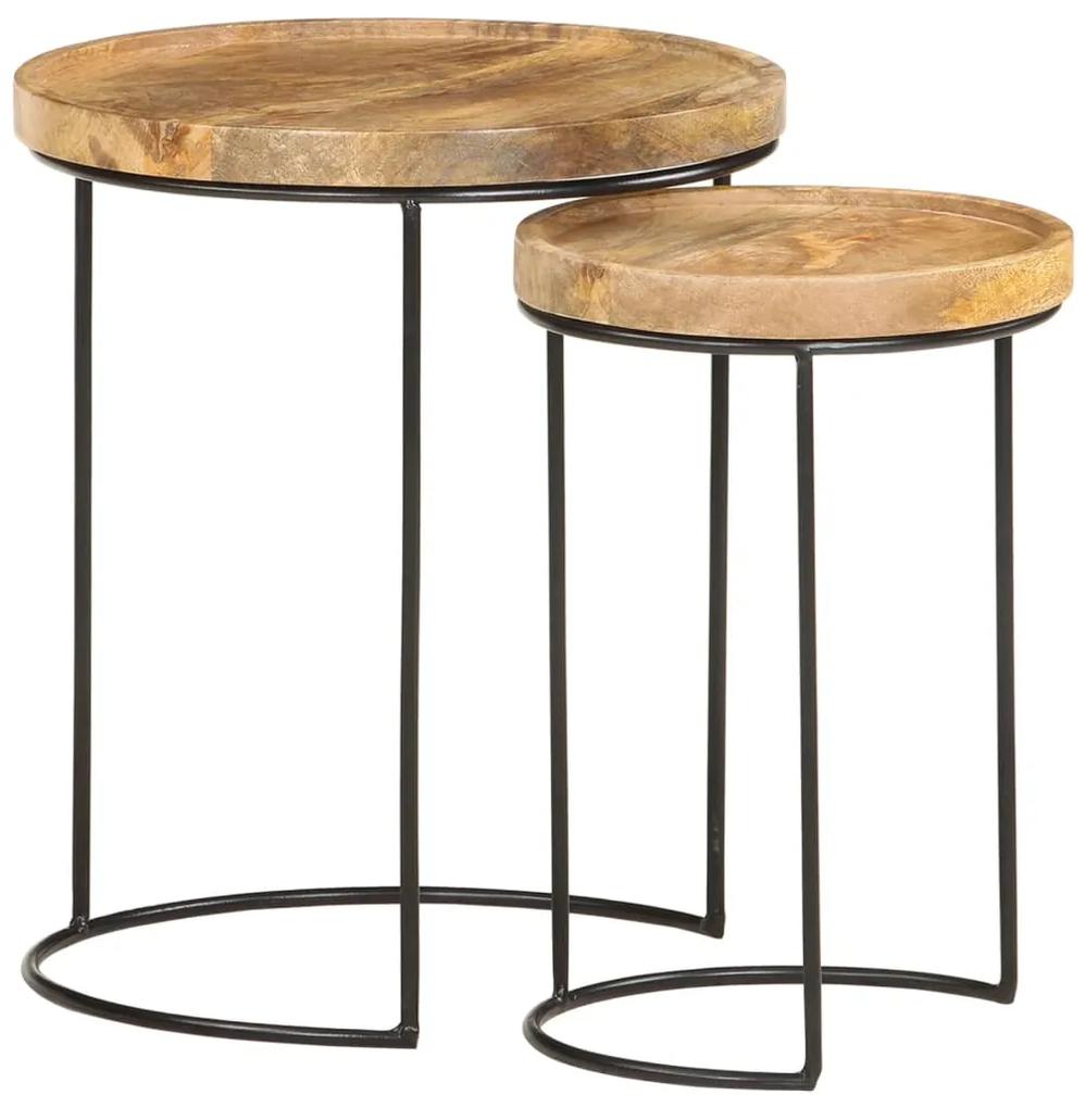 2 pcs conjunto de mesas de centro mangueira maciça e aço