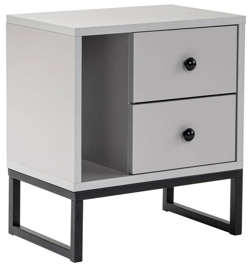 Mesa de Cabeceira Glimmer - Cinza Preto - 45,2cm x 50cm x 29,5cm