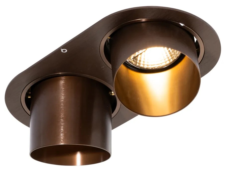 Foco embutido arredondado bronze escuro GU10 70mm inclinável 2 luzes - Installa Moderno