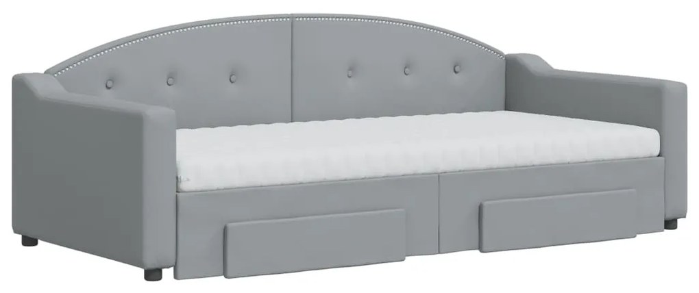 Sofá-cama c/ gavetão e gavetas 90x190 cm tecido cinzento-claro
