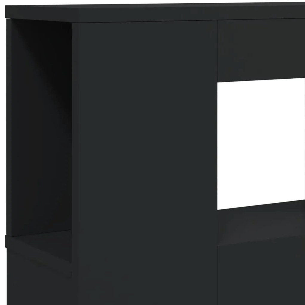 Cabeceira cama c/ LEDs 140x18,5x103,5 cm deriv. madeira preto