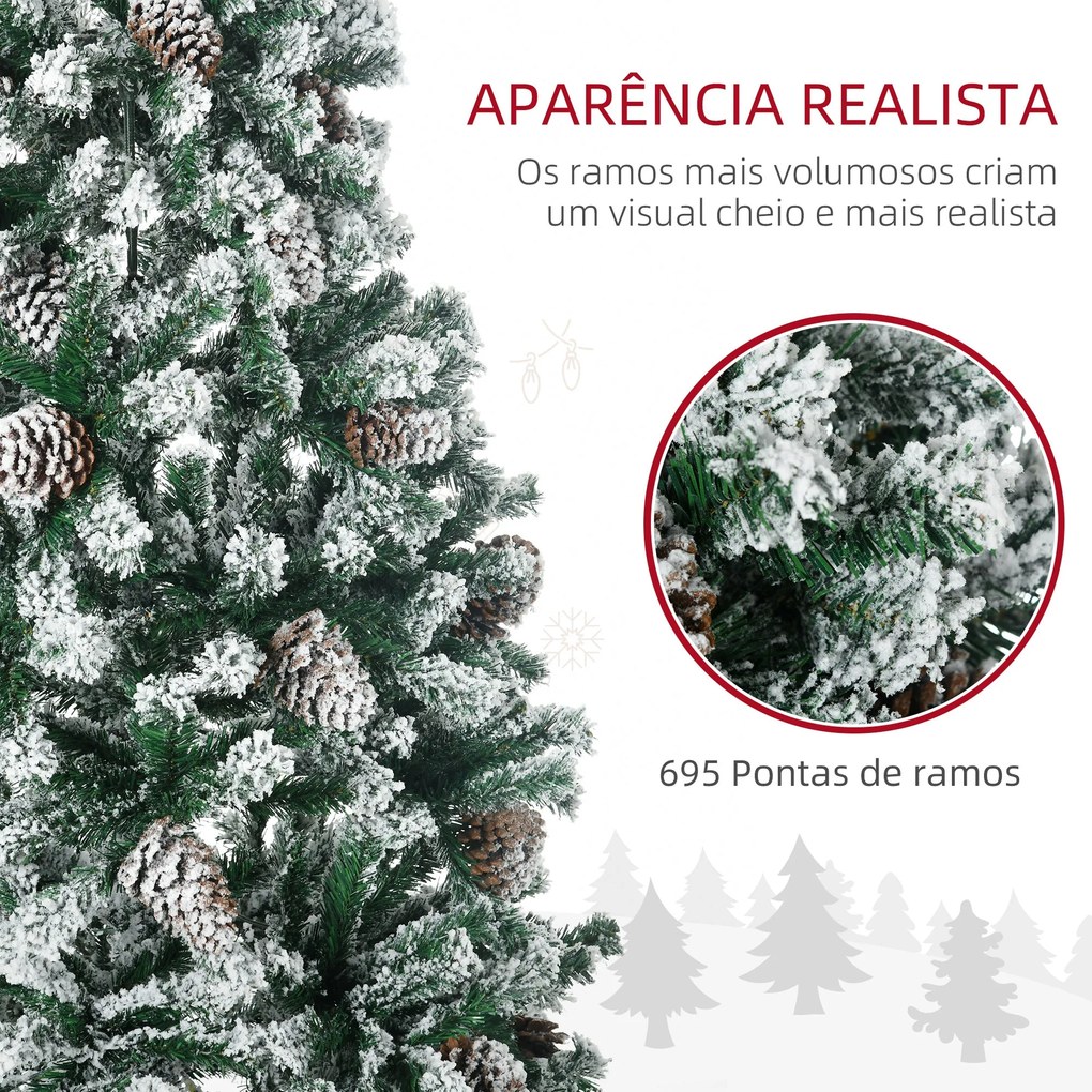 HOMCOM Árvore de Natal Artificial Altura 180 cm Árvore Nevada com 695