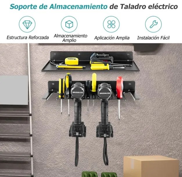 Organizador de ferramentas Estante de parede para brocas eléctricas Suporte de parede para prateleira flutuante fácil de instalar
