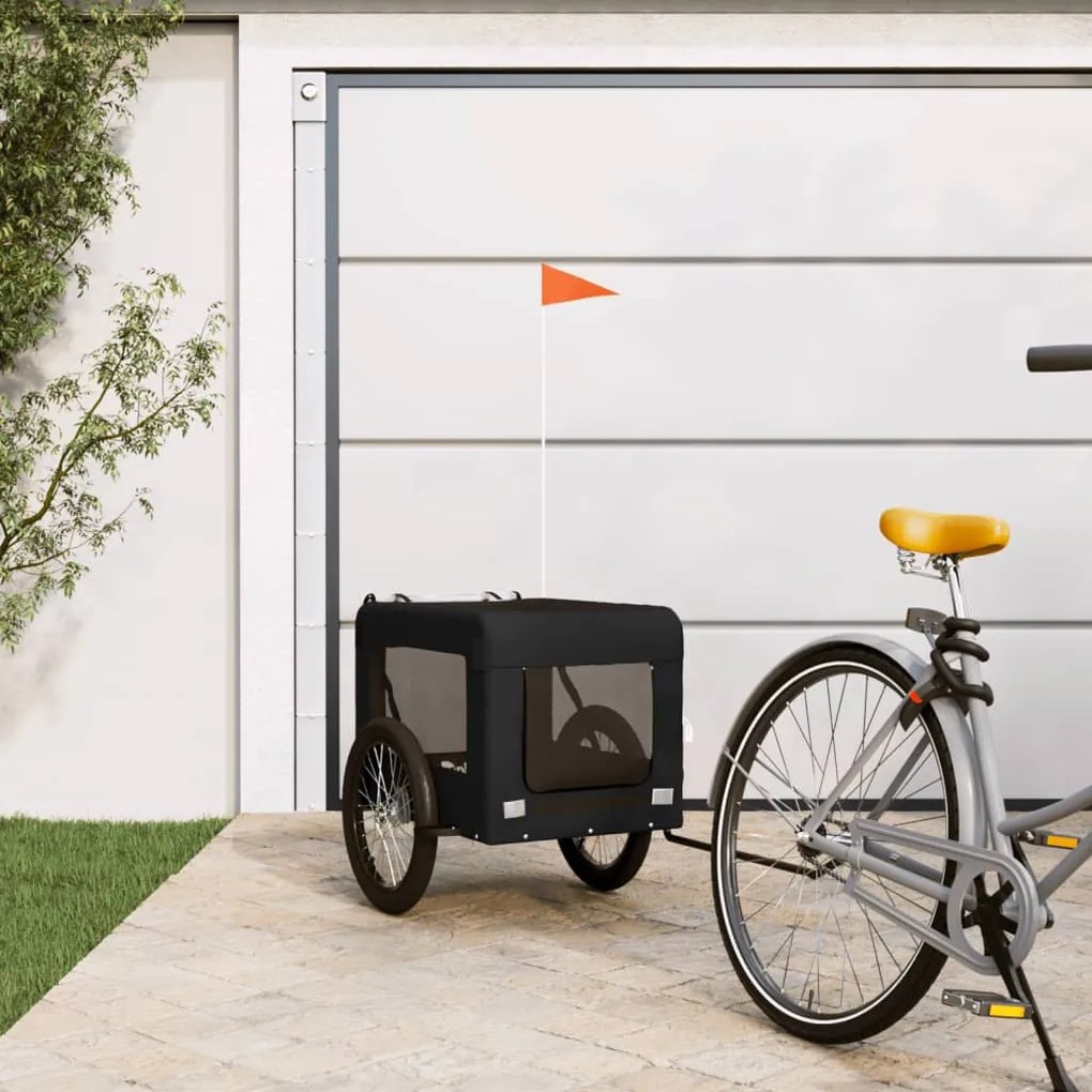 vidaXL Reboque de bicicleta p/ animais tecido oxford/ferro preto