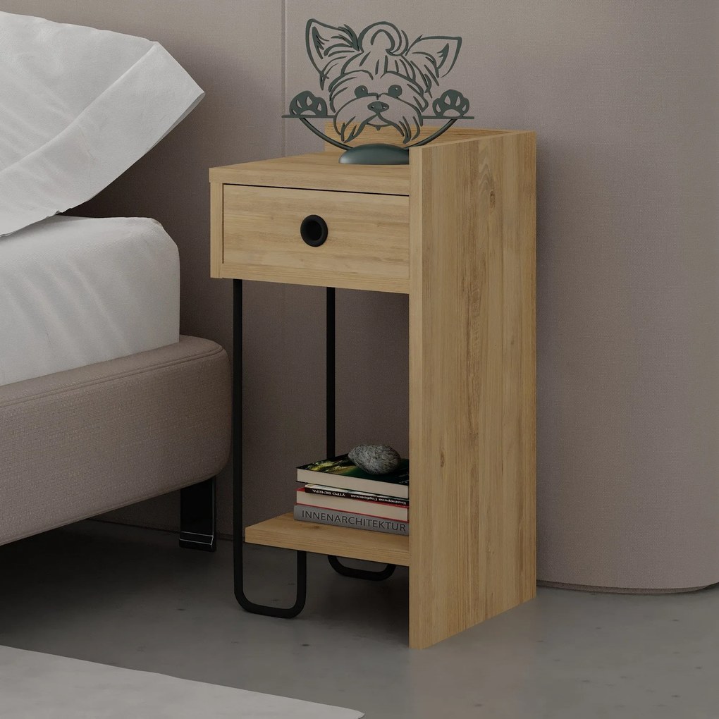 Mesa de Cabeceira Sirius Right – Carvalho – 32x61x30 cm