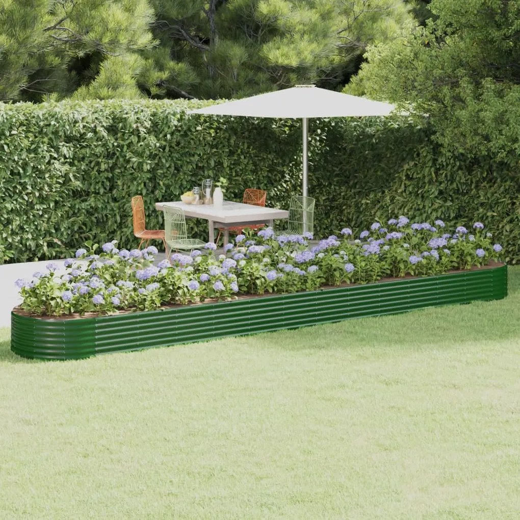 vidaXL Canteiro elevado jardim 544x100x36 cm aço galvanizado verde
