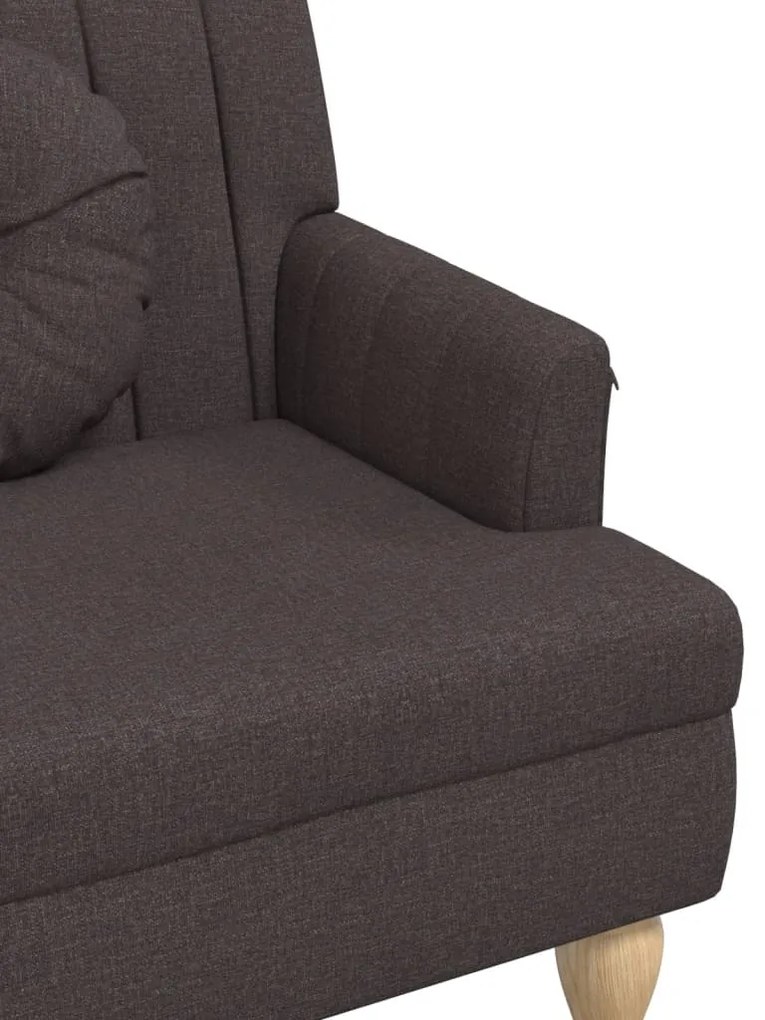 Banco c/ almofadões 113x64,5x75,5 cm tecido castanho-escuro