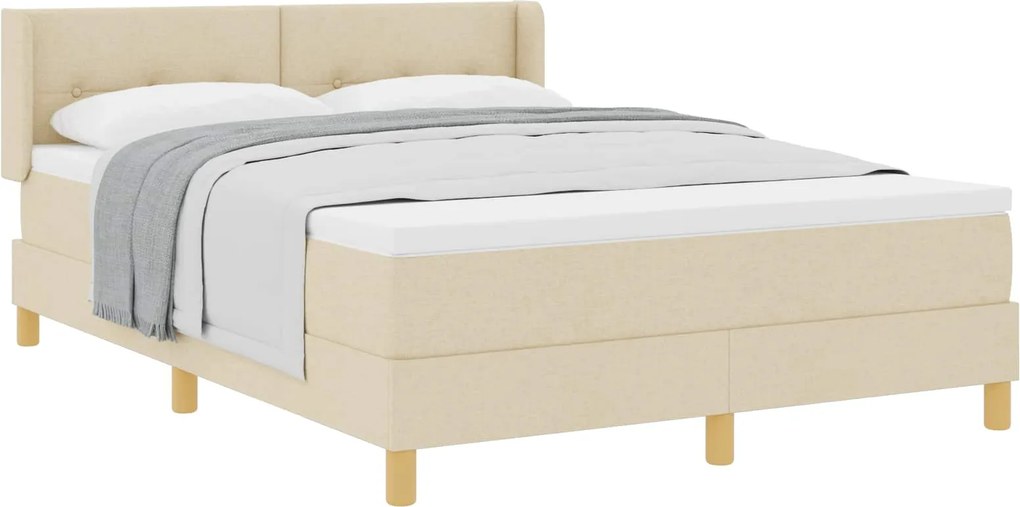 vidaXL Cama Box com colchão com cabeceira Creme 200 x 160 cm Poliéster