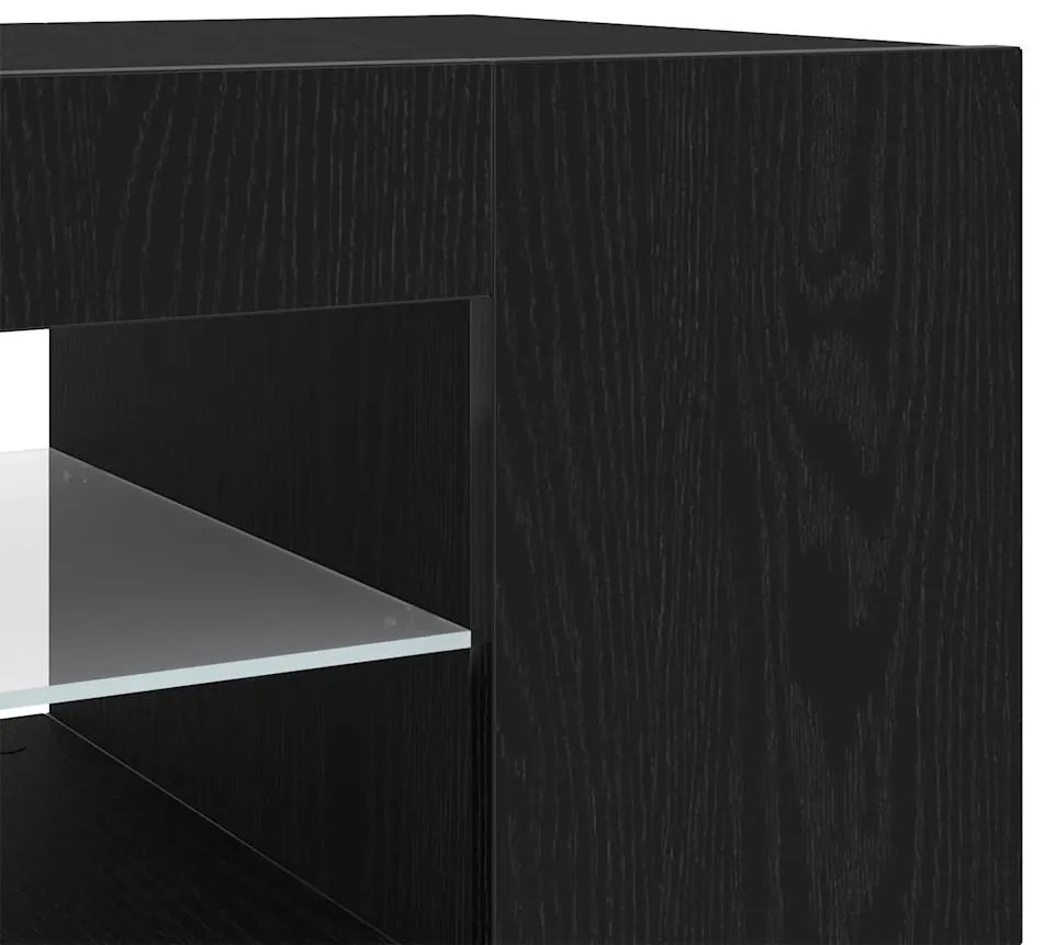 Estante de TV vidaXL com Luzes LED em Carvalho Preto 135x39x30cm em Ma