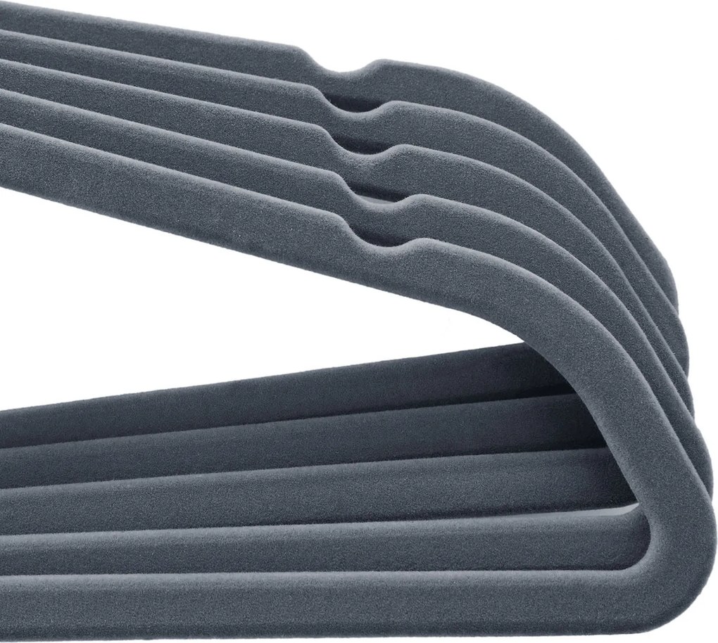 Conjunto 20 Cabides de veludo, 45 x 23,5 x 0,6 cm cinzento claro