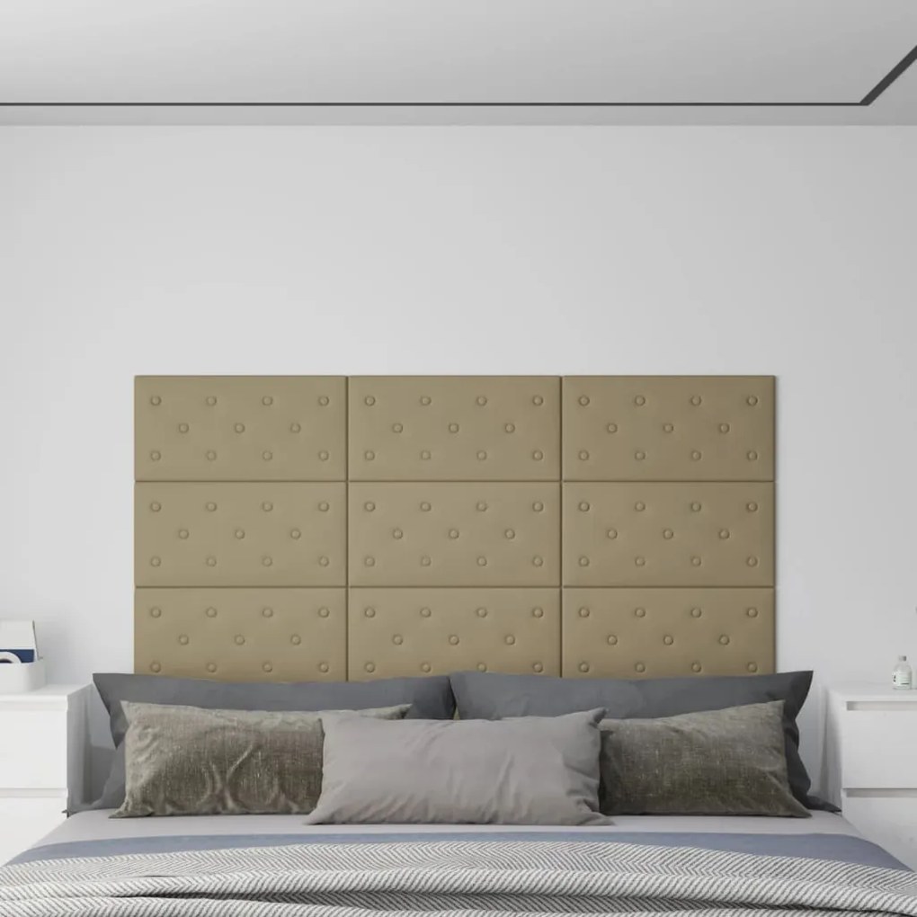 Painel parede 12pcs 60x30cm couro artificial 2,16 m² cappuccino