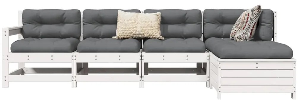 vidaXL 5 pcs conjunto de sofás de jardim madeira pinho maciça branco