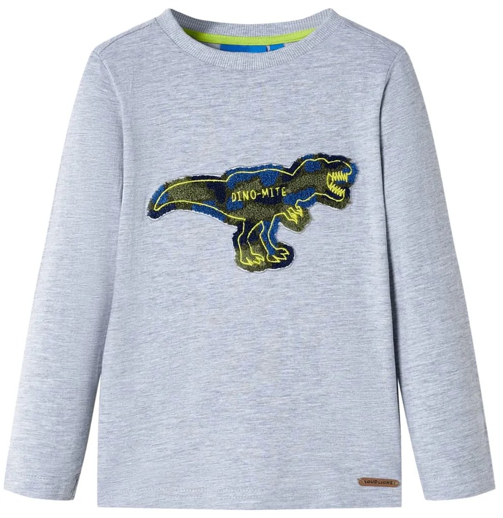 T-shirt de manga comprida para criança cinza mesclado 128