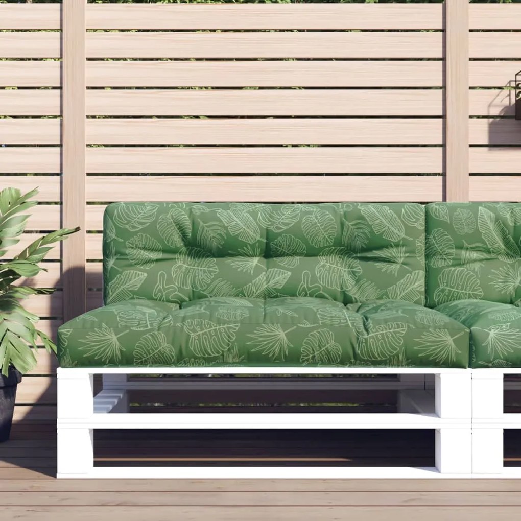 vidaXL Almofadão para sofá de paletes 120x40x12cm tecido padrão folhas