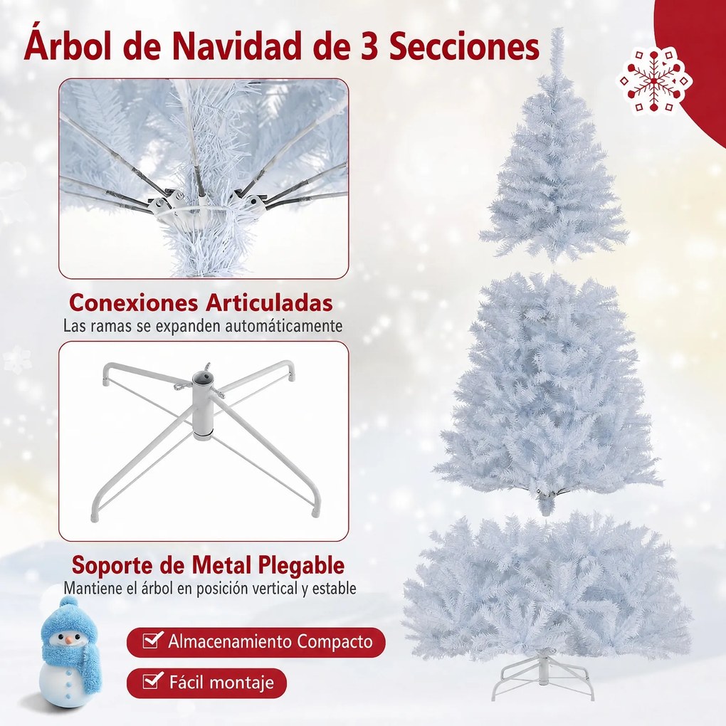 Árvore de Natal com Luzes LED, 11 Modos de Iluminação, Branco