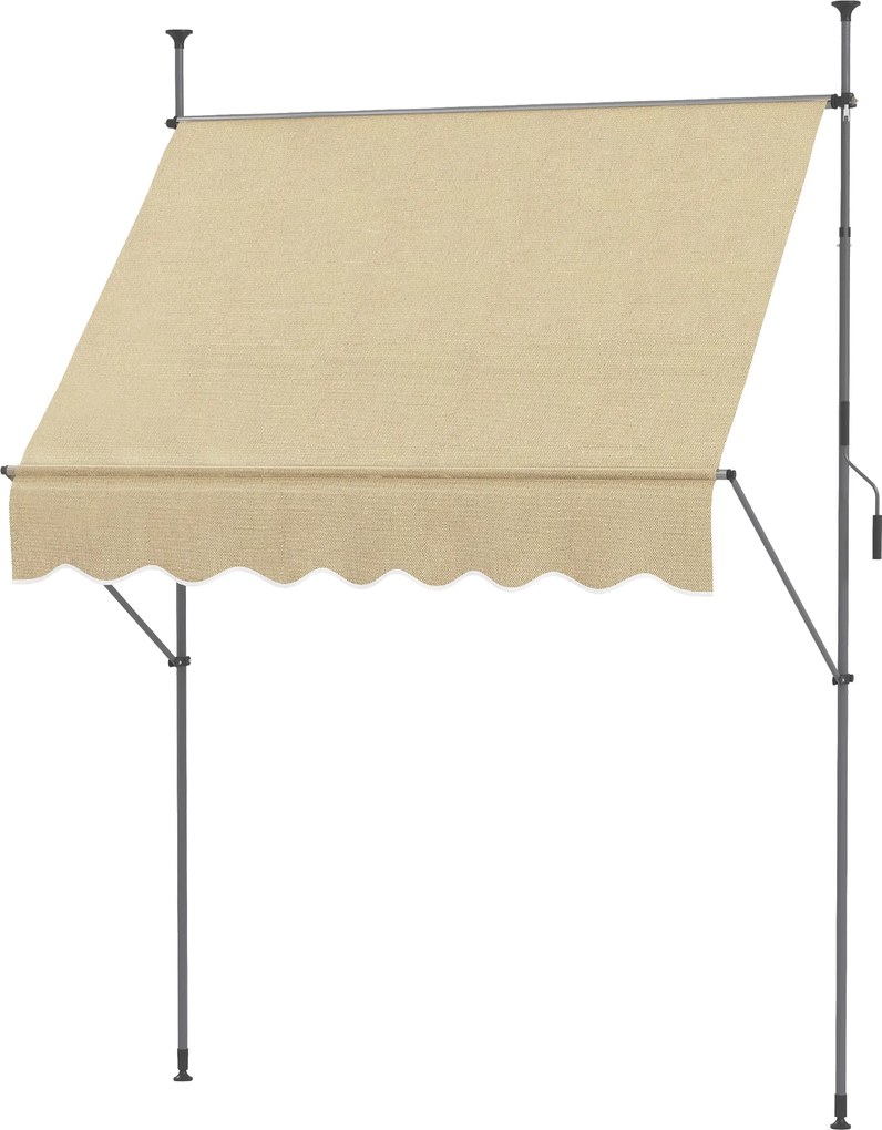 Outsunny Toldo Manual Retrátil com Manivela 200x120x210-300 cm com Altura Ajustável Impermeável para Jardim Varanda Bege | Aosom Portugal