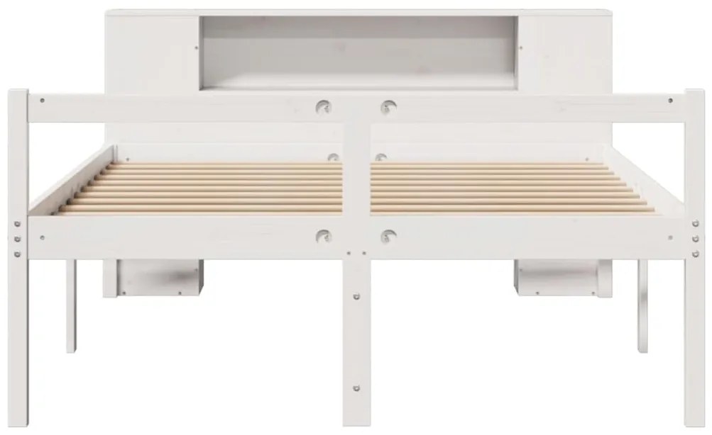 Cama com estante sem colchão 150x200 cm pinho maciço branco
