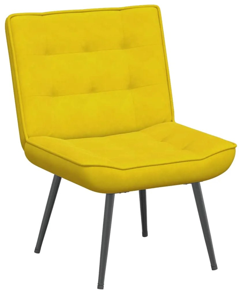 Cadeira de relaxamento com banco em veludo amarelo
