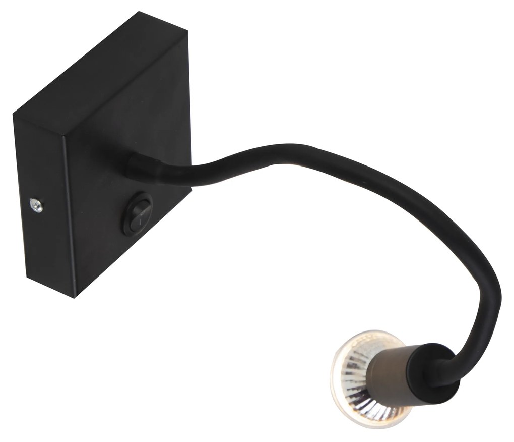 Candeeiro de parede moderno flexível USB preto - Zeno Moderno