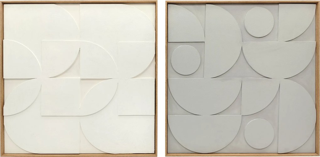 Decoração de Parede em Madeira 3D Conjunto de 2 Peças com 80 cm e Padrões Geométricos Branco