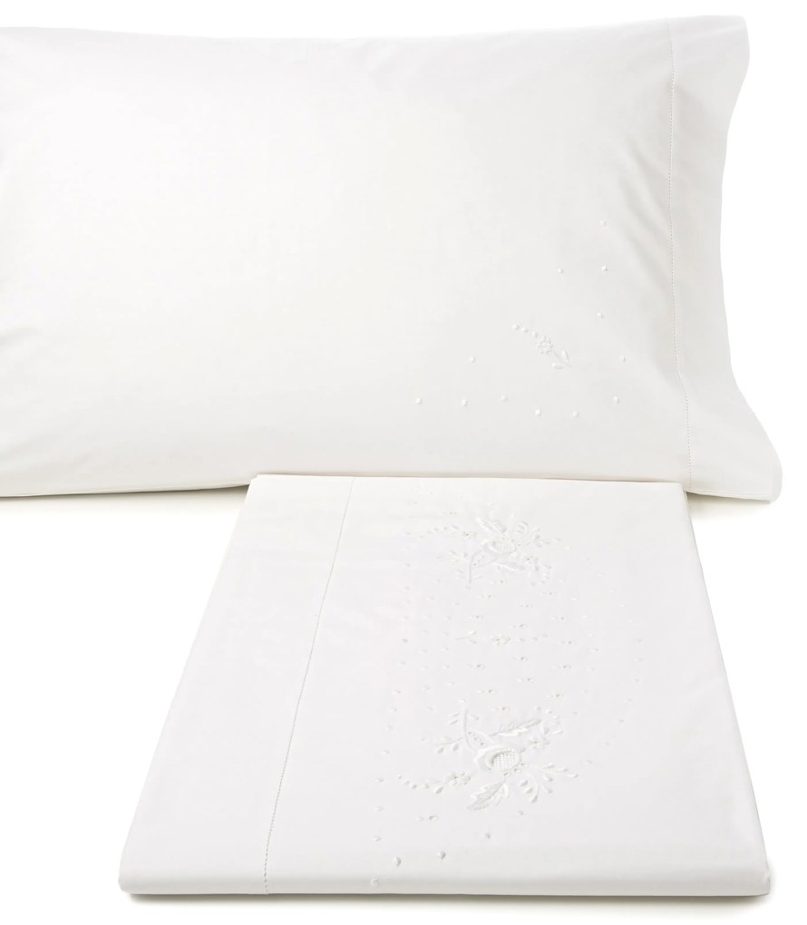Jogo de lençóis bordados da lixa - 100% algodão percal 200 fios: cama 140/150cm - 1 lençol superior 240 x 290 cm + 1 lençol inferior 240 x 290 cm + 2 fronha almofada 50x70 cm