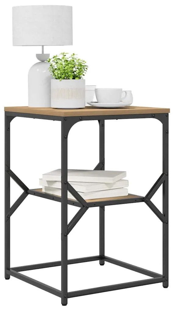 Mesa Lateral vidaXL Carvalho Artisan 41x40x60 cm Madeira de Engenharia