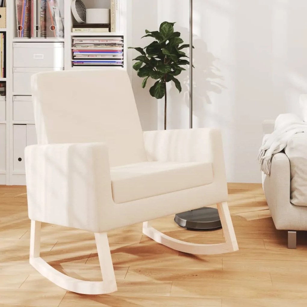 329424 vidaXL Cadeira de baloiço tecido creme
