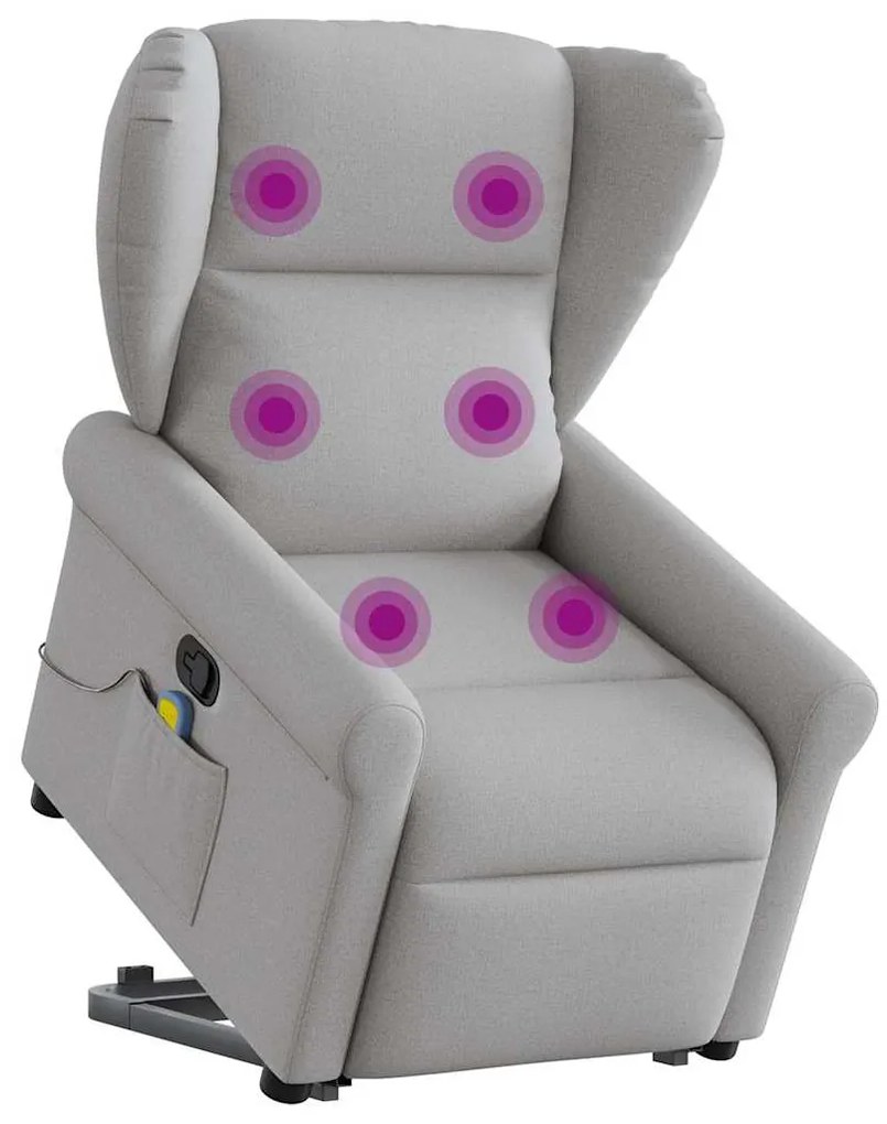 Poltrona elevatória de massagens tecido cinzento-nublado
