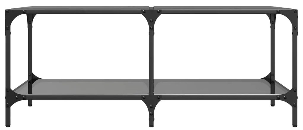 Mesa de centro com topo em vidro preto 98,5x50x40 cm aço