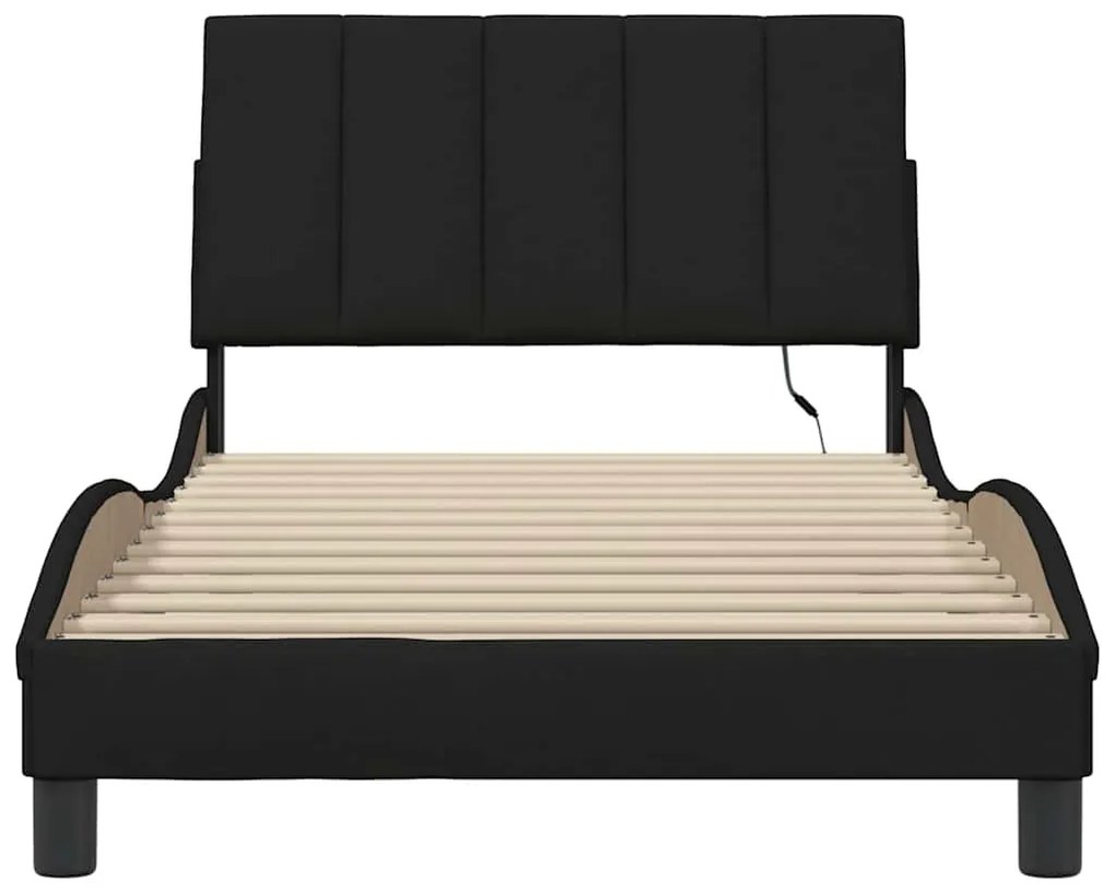 Estrutura de cama sem colchão 100x200 cm tecido preto