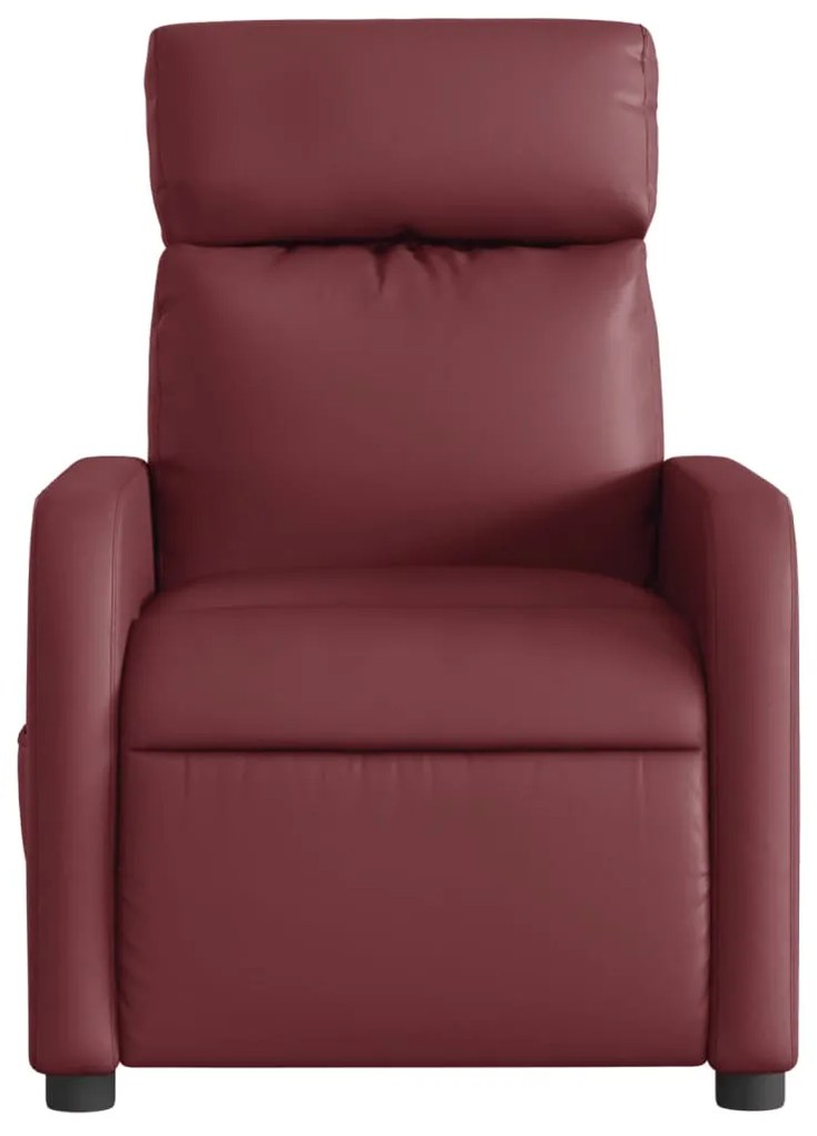 Poltrona massagens reclin. elétrica couro artif. vermelho-tinto