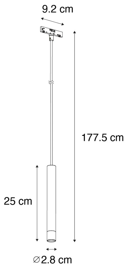 Candeeiro Pendente Moderno Preto e Bege para Sistema de Trilho Monofásico - Slimline Keno