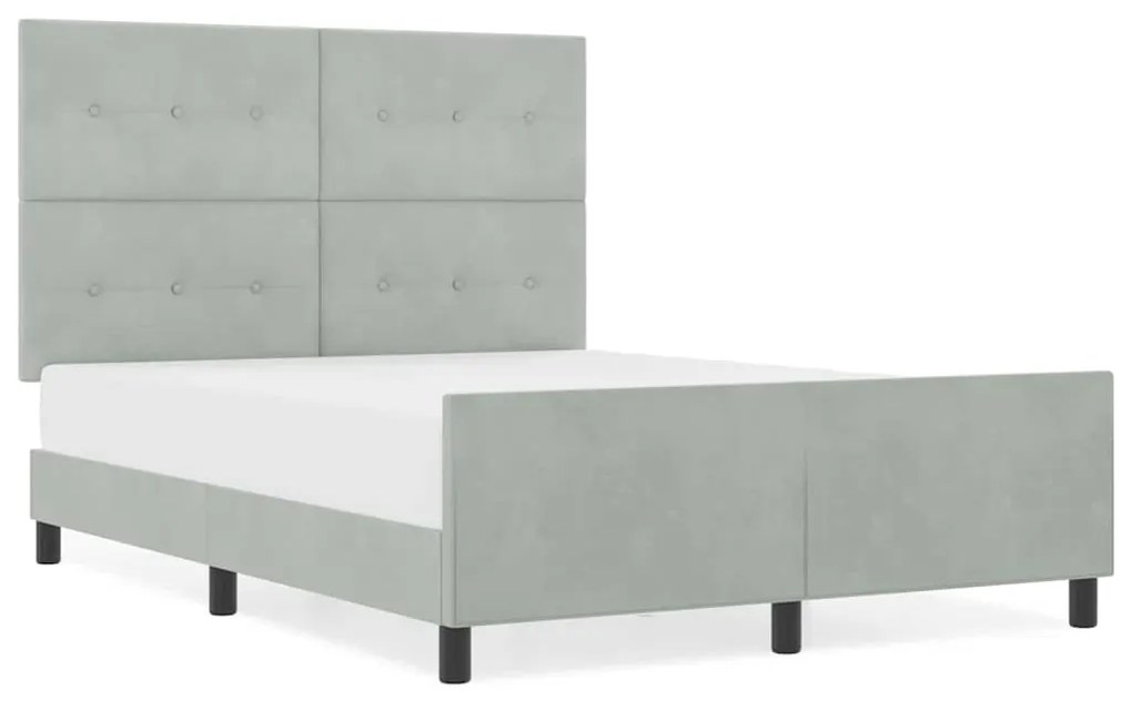 Cama vidaXL Cinza Claro 160x200 cm Veludo