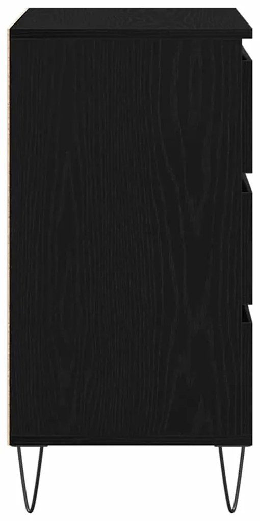 Aparador vidaXL com Gavetas Preto Carvalho 60x35x70 cm Madeira de Enge