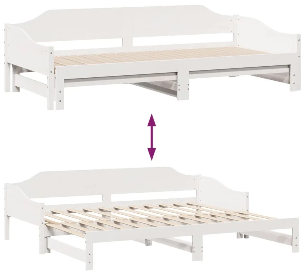 Sofá-cama com gavetão 80x200 cm madeira de pinho maciça branco
