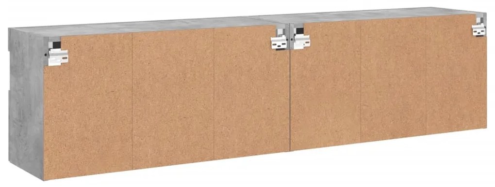 Móveis de parede para TV com luzes LED 2 pcs cinzento cimento