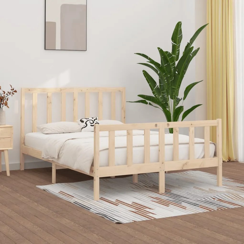 Estrutura de cama dupla pequena 4FT 120x190 cm madeira maciça