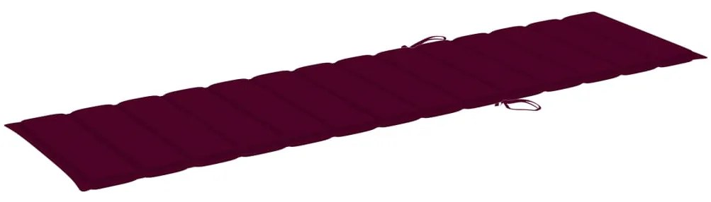 Espreguiçadeira c/ almofadão vermelho tinto madeira teca maciça