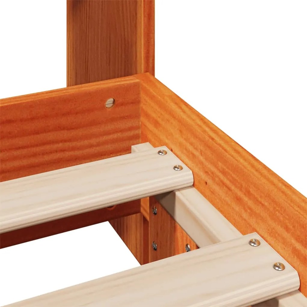 Cama sem colchão 100x200 cm pinho maciço castanho-mel