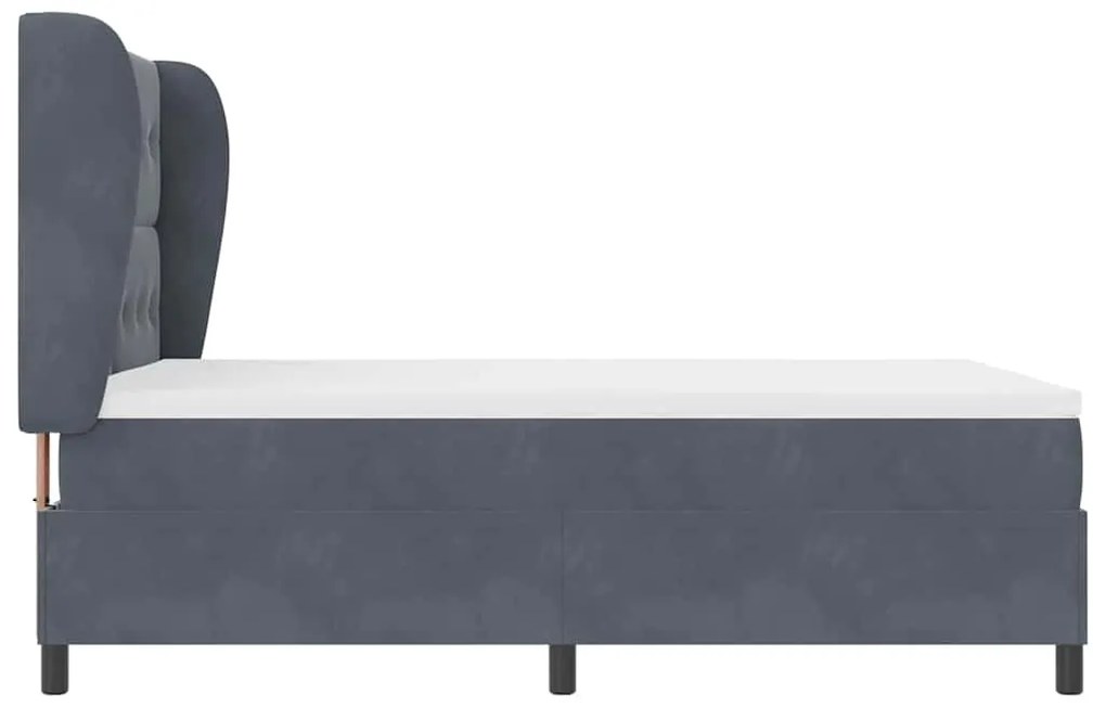 Cama Box com Colchão Cinza Escuro 140 x 190 cm em Veludo