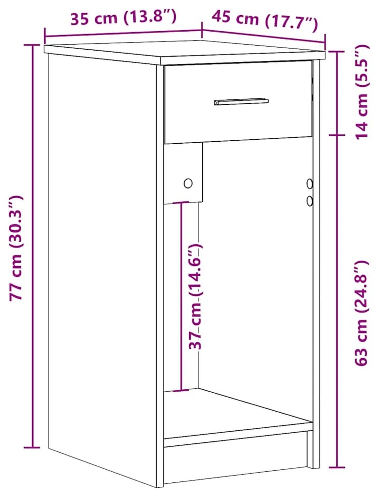Suporte torre de computador com gaveta 35x45x77 cm cinza sonoma