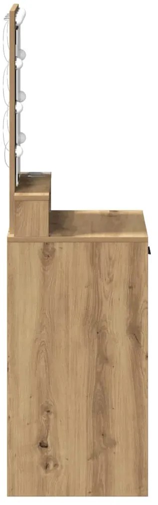 Mesa de Maquiagem vidaXL com Luzes LED Carvalho Artisan 50x41x140 cm