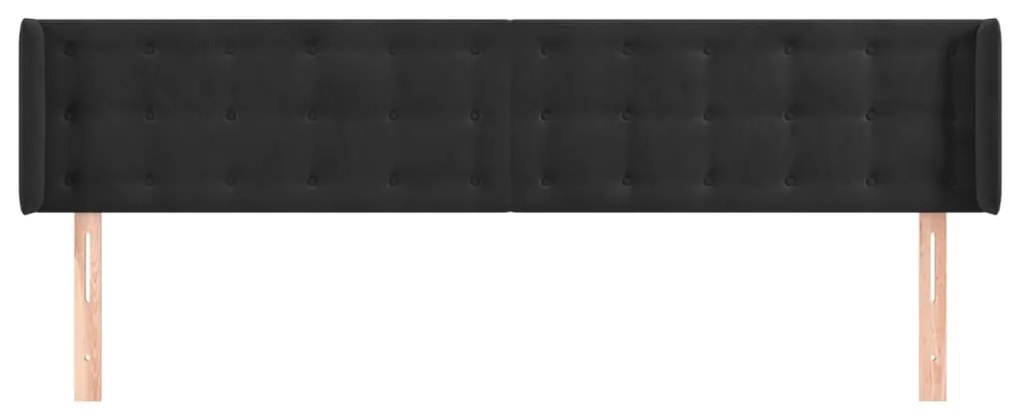 Cabeceira de cama c/ abas veludo 183x16x78/88 cm preto
