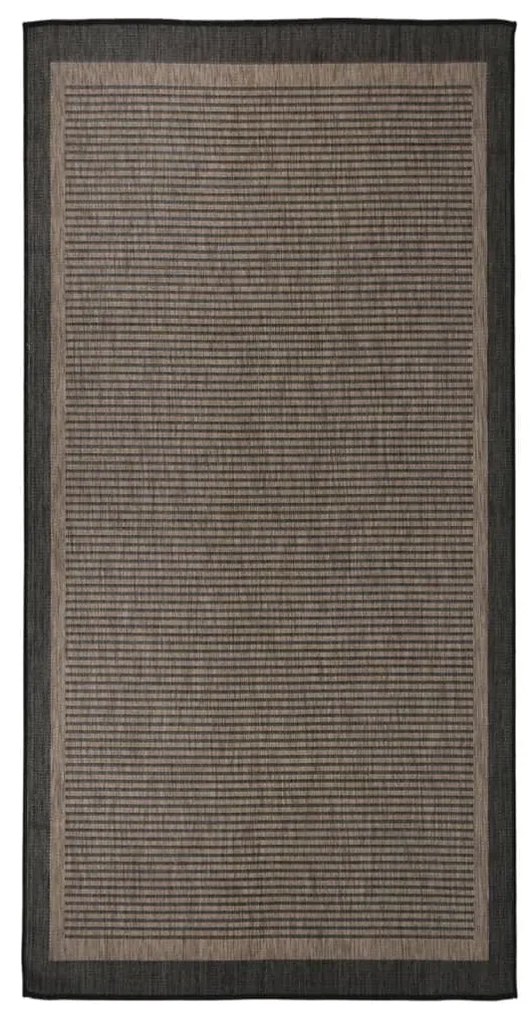 Tapete de tecido plano para exterior 100x200 cm castanho-escuro
