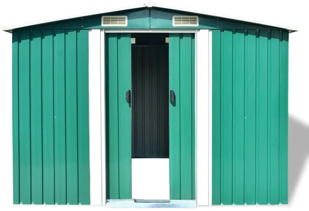 Abrigo de jardim metal verde 257x205x178 cm