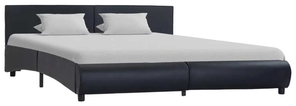 vidaXL Estrutura de cama 160x200 cm couro artificial preto