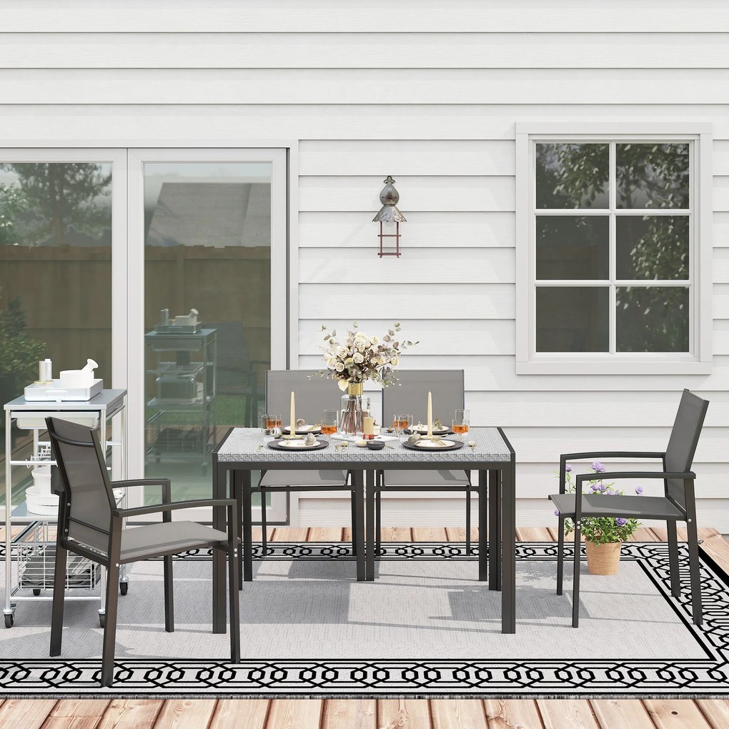 Mesa de Refeição para Jardim em Vime Sintético Mesa de Exterior com Es